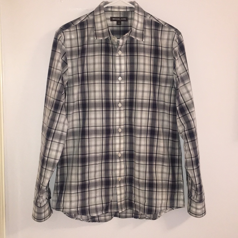 Michael Kors Plaid Button Down Shirt Size M